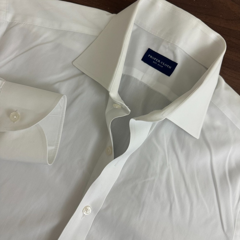 Proper Cloth Dress Shirt White Long Sleeve Button Up Classic Formal Mens 16